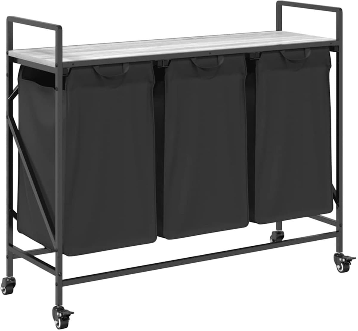 vidaXL - Wasmand - 3 - vakken - met - planken - grijs - sonoma - eiken — afbeelding 1