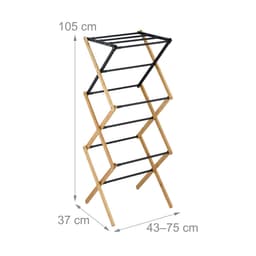 wasrek inklapbaar - uitschuifbaar: 43 - 75 cm breed - met knijpers - bamboe - metaal — thumbnail 5