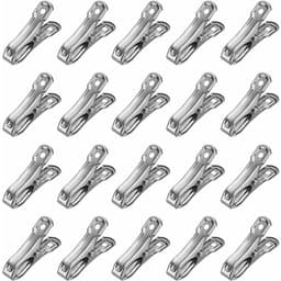20 stuks - RVS klem - Handdoekklem - wasknijper - strandhanddoek Klem - klemmen met 2 cm openen - Voor kasplantenafdekkingen, tuinschaduwdoeken, Strandlaken, wasknijpers en dekbedden - 5.5*2.3 cm - Zilver — thumbnail 1