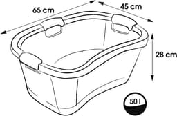 keeper Ergonomische wastobbe, antislip zachte handgrepen, 50 l, Janne, Nordic Grey — thumbnail 4