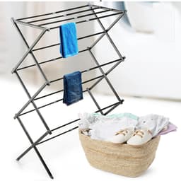 Droogrek - Kledingrek - inklapbaar en opvouwbaar - breedte verstelbaar 40-71 cm - 6 lagen met 11 stangen - compact en draagbaar - geschikt voor badkamer en kamperen — thumbnail 3