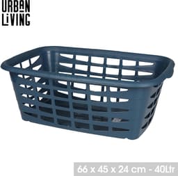 5Five Kunststof wasmand - blauw - 40 liter - 66 x 45 x 24 cm - manden voor wasgoed — thumbnail 3