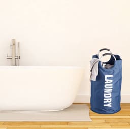 opvouwbare wasmand - met hengsel - 60 l - lichtgewicht - 70 x 38 cm - blauw — thumbnail 5