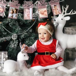 1set Foto Banner Met Glitters Gouden Maandelijkse Mijlpaal Fotolijn Voor Eerste Verjaardag Creëer Warme Herinneringen Feestelijke Sfeer — thumbnail 2