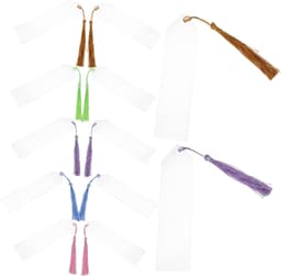 1set Transparante Acryl Boekmerken Met Kleurige Flowertassels Onvoltooide Blanke Boekmerken Voor Creatieve Projecten Studeren — thumbnail 1
