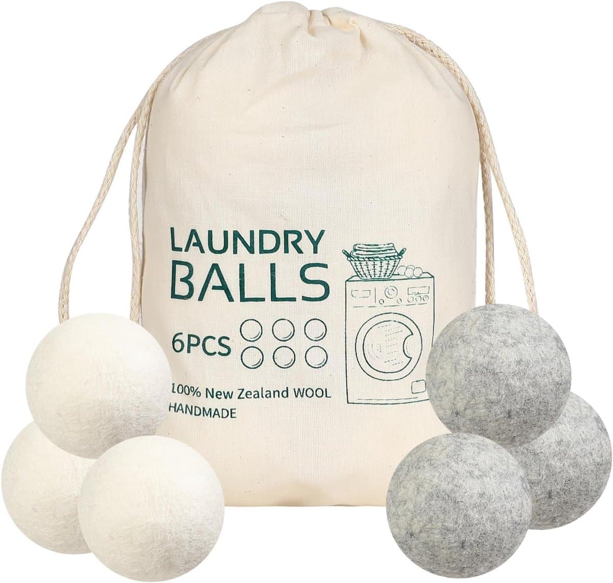 Droogballen, set van 6 drogerballen voor wasdroger, woldrogerballen, dons, drogerballen, natuurlijke wasverzachter, wasballen voor wasdrogers — afbeelding 1