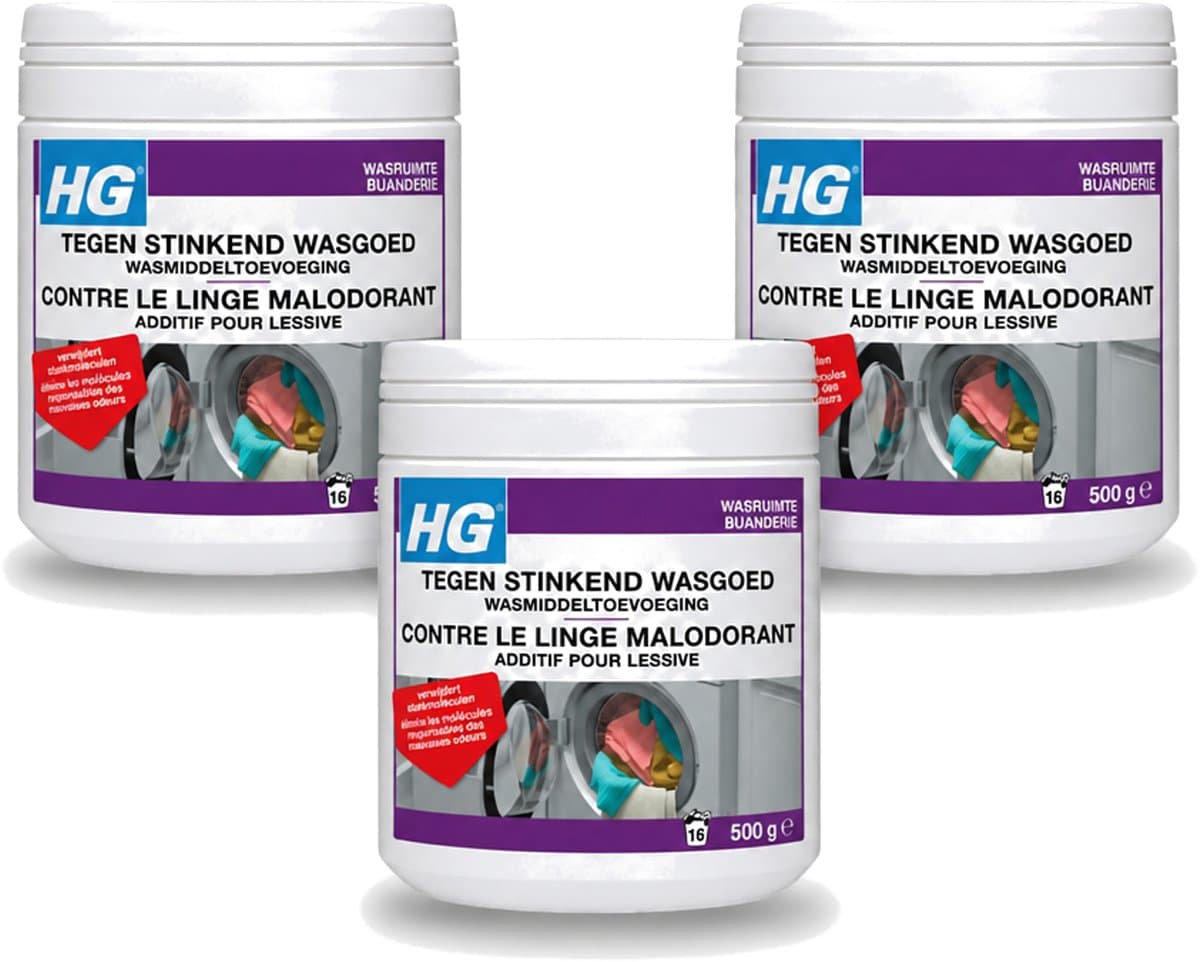 3 x HG - Wasruimte - Tegen Stinkend Wasgoed - Wasmiddeltoevoeging - 500 g - Voordeelverpakking - 3 stuks — afbeelding 1