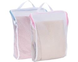 Set van 2 Hangende Wasnetten voor Delicates, 30x40cm, Ideaal voor Ondergoed, Sokken en Reisgebruik met Handvat en Rits, Ademend en Fijn Net voor Thuis en Studentenhuizen