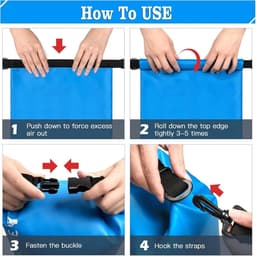 Tas, lichtgewicht, draagbaar, met 1 lange verstelbare schouderbanden, drijvend, voor kajakken, kamperen, raften en wateractiviteiten (blauw) — thumbnail 4
