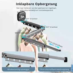 DailySupplies® Wanddroogrek - Droogrek Inklapbaar - Wasrek - Droogtoren - Droogrekken - Wit — thumbnail 4