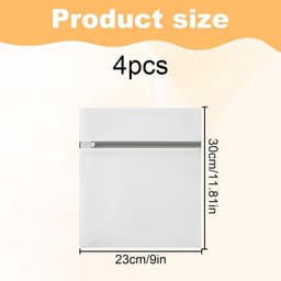 Set van 4 wasnetten voor delicate was - ademend fijn gaas - beschermt lingerie, sokken en babykleding - met rits - geschikt voor wasmachine en droger — thumbnail 2