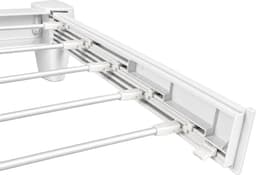 CHICFURN Wandgemonteerd Droogrek, opvouwbaar wasrek met droogrek en kledingstang, 90° inklapbaar ontwerp, ruimtebesparend voor balkon, badkamer en kleine appartementen, met beweegbare haken en montageaccessoires — thumbnail 5