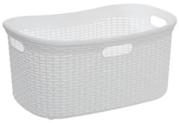 Wasmanden set van 2 - rotan - gevlochten - zwart / wit - kunststof - 40 liter - 59 x 38 x 27 cm — thumbnail 4