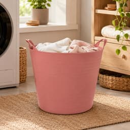 Flexibele kuip - roze - 40 liter - met handvatten - 45 cm - kunststof - emmer - wasmand — thumbnail 4