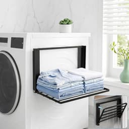 KZQ Magnetische opvouwbare wasmachine organizer en plank - Ruimtebesparend voor koelkast badkamer keuken en camper - Eenvoudig te bevestigen - Zwart — thumbnail 1