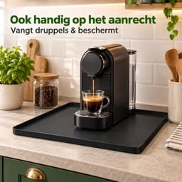 Bobypet-Wasmachine lekbak - Siliconen beschermmat - Waterdicht - Beschermt de vloer tegen lekkage - Voor wasmachine, droger, vaatwasser, koelkast en airco - 60 x 50 x 1,5 cm - Zwart — thumbnail 5