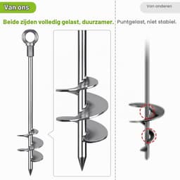 Grondankers - 76 cm - Set van 4 - Volledig gelast Staal met Verchroomde Coating - Voor Trampolines en Schuren — thumbnail 5