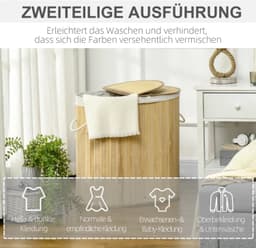 Wasmand - 100 liter - Afneembare wasbank - 62,5 x 37 x 60,5 cm - Naturel en wit — thumbnail 3
