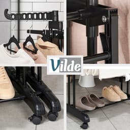 G&G wasrek - Droogrek - Droogrekken - Droogtoren - XXL - Inklapbaar - Staand - Met wieltjes - Laadvermogen 35kg - Tot 182cm - Zwart — thumbnail 3