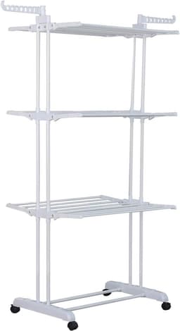Toren-droogrek, wasdroger, wastoren, 18 meter waslijn, inklapbaar, mobiel, met zijvleugels, voor binnen en buiten (wit) — thumbnail 3