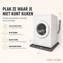 2Day Home - Lekbak Wasmachine 60x60 cm - Siliconen Opvangbak - Voor Machines tot 60 cm Diep - Incl. 21 Lekindicator Stickers - Vaatwasser en Droger — thumbnail 5