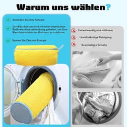 Herbruikbare Waszak voor Schoenen met Rits - Ideaal voor de Wasmachine, Bescherming en Organisatie van Schoenen (Geel Blauw) — thumbnail 3