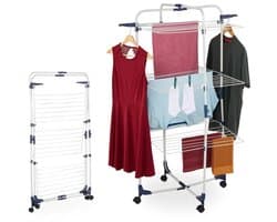 Uitschuifbaar Droogrek met Wielen – 3 Laags Inklapbaar Droogrek (135 x 70 x 70 cm)