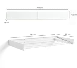 Wanddroogrek - Inklapbaar - Wasrek Hangend - Droogrek Muur - Wasrek Uitschuifbaar - Roestbestendig - Voor binnen en buiten - extra strak design — thumbnail 1