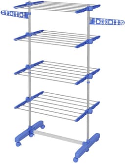 Pugsdrly Wasrek Wasdroger 5 niveaus, opvouwbaar, One-Click-systeem, 142 cm x 55 cm x 172 cm, blauw + zilver — thumbnail 5