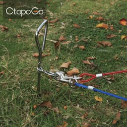 QPFO® Hondenketting met spiraal stake – RVS kabel 3m 5m 10m – 360 graden draaibaar – Voor tuin camping en buitengebruik — thumbnail 5