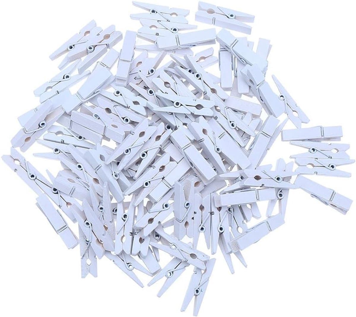 Stevige witte houten mini wasknijpers 3,5 cm - 100 stuks voor knutselen en decoratie — afbeelding 1