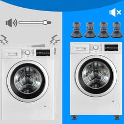 4-stuks Schokdemper voor wasmachine - Wasmachineverhoger - In hoogte verstelbaar - Antislip meubelmat - Verhoogde standaard - Beschermt vloeren en apparaten - Schok- en geluidsreductie - Geschikt voor wasmachine en droger - Grijs — thumbnail 3
