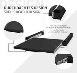 Tussenstuk voor wasmachine en droger – Universeel tussenbouwframe met uittrekbare plank 60x60 cm in zwart ML design — thumbnail 2