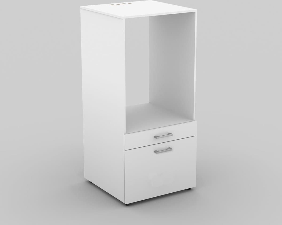 MOBISTOXX Wasmachine Kast - Wasmachine Verhoger - Wasmachine Ombouw - 67 cm x 65 cm x 144 cm (B x D x H) - Met Lade Voor Wasmand - Voor Wasmachine en Droogkast - Wit — afbeelding 1