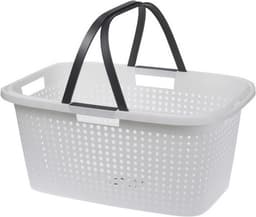 Wasmand met hegsels - 59 x 39 x 27 cm - wit - kunststof - Draagmand - Wasgoedmand - 35 liter — thumbnail 1