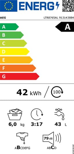 AEG LTR8765AL 8000 serie PowerCare - Wasmachine bovenlader - Energielabel A - 6 kg — thumbnail 2