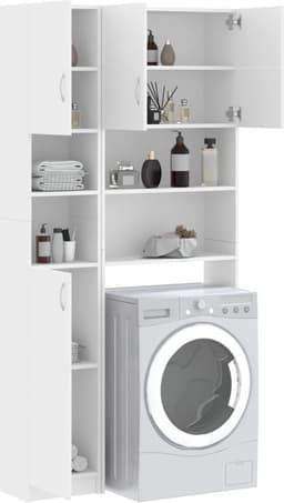 Wasmachine ombouw - Kast - Opbouwmeubel - Verhoger - Wasmachine meubel - Opbergkast - Hout - Wit — thumbnail 4