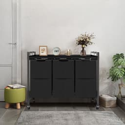 Norwich Wasmand op Wieltjes - Grote wassorteerder - 3 vakken en 4 haken - Uittrekbaar en verwijderbaar - 3 x 38 L - Zwart — thumbnail 4