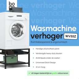 Bodo® - Wasmachine Verhoger - Wasmachine Verhoger Met Uitschuifbare plank - Wasmachine opbouwmeubel - Wasmachine Sokkel - Universeel - Zwart — thumbnail 3