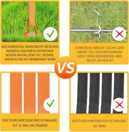 Grondanker voor trampoline, tuinhuisje en schommels | Verstelbare montagebasis met extra riemen | Duurzaam en eenvoudig te installeren — thumbnail 3