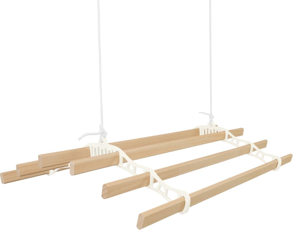 Kledingrek Plafond Katrol - Ivoor– 0.9m 6-lat plafond wasrek — afbeelding 1