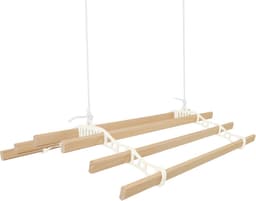 Kledingrek Plafond Katrol - Ivoor– 0.9m 6-lat plafond wasrek — thumbnail 1