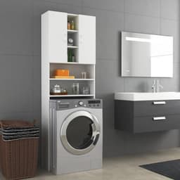 Wasmachine ombouw - Kast - Opbouwmeubel - Verhoger - Wasmachine meubel - Opbergkast - Hout - 64x25,5x190 cm - Wit — thumbnail 2