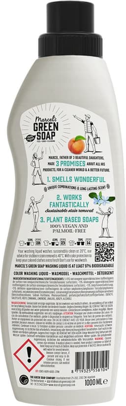 Marcel's Green Soap Wasmiddel Kleur Perzik & Jasmijn 23 Wasbeurten 1 liter — thumbnail 2