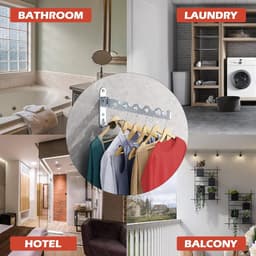 Droogrek voor Kleding Wandmontage - Ruimtebesparend Vouwrek incl. Intrekbare Staaf - Kleine Onzichtbare Opvouwbare Hanger voor Jas - Deurhangend en Opvouwbaar - Droogrek voor . — thumbnail 2