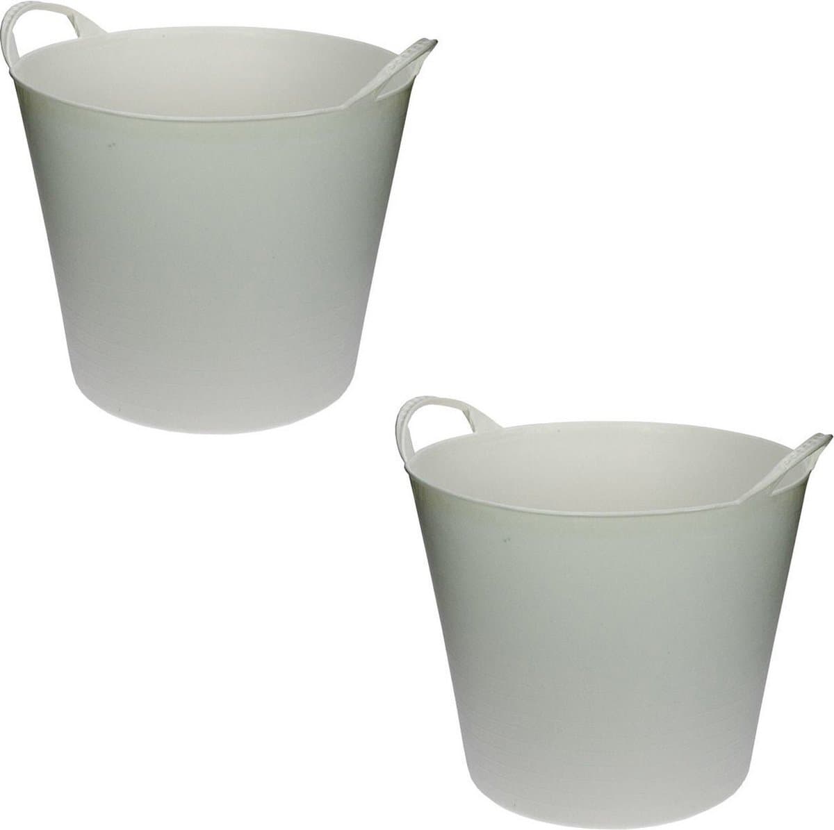 Flexibele emmer/wasmand/kuip - 2x stuks - wit - 20 liter - Opbergmanden - Wasmanden - Flexibele emmers - 35 x 30 cm — afbeelding 1