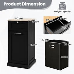 SureDeal® - Wasmand - Kledingkast - Kantelbaar - Lade Opbergkast - Uitneembaar - Badkamer Slaapkamer Bijkeuken - 40x37x82 cm - Donkerbruin — thumbnail 2