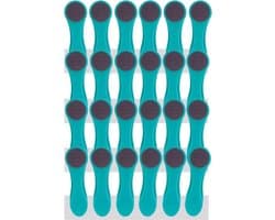 24 Wasknijpers - Kleding Klemmen - Was Ophangen - Softgrip Zonder Afdruk - 70 mm Lengte - Turquoise Grijs
