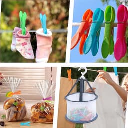 Wasknijpers met mand - Kledingklemmen set - Kleding drogen - Winddicht ontwerp - 48 stuks - Multicolor — thumbnail 2