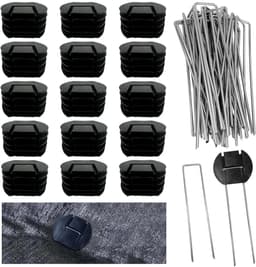 Dailygoods - 30 haringen voor mulchen van 15 cm en set met 30 sluitringen voor bevestiging, U-vorm voor zware toepassingen, tuin van verzinkt staal voor de tuin, drainage, onkruiddoek — thumbnail 1